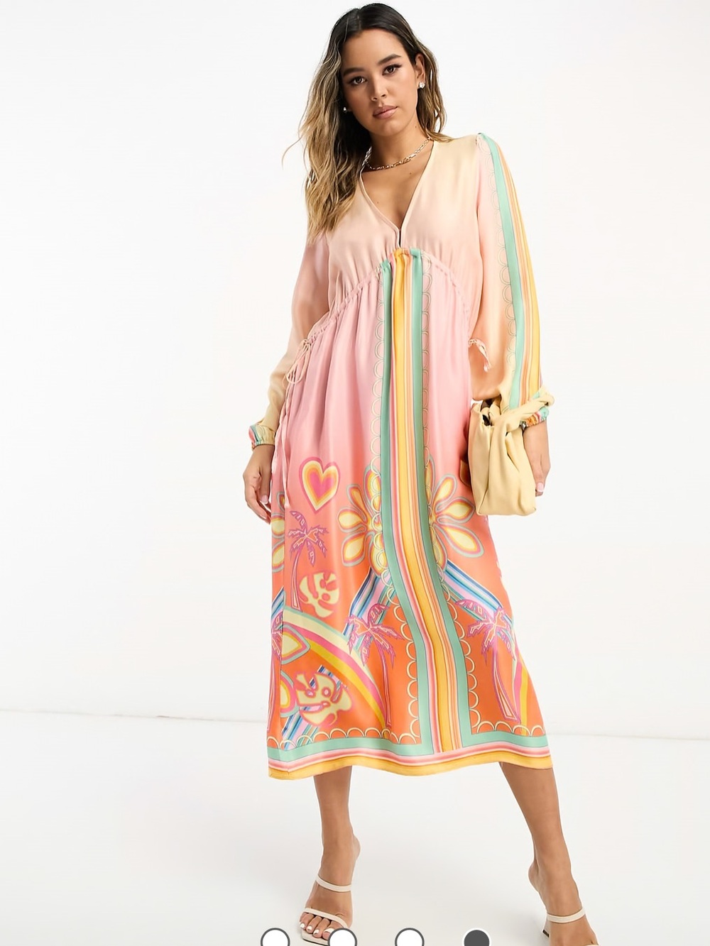 Never Fully Dressed plunge midaxi dress in decorative heart print